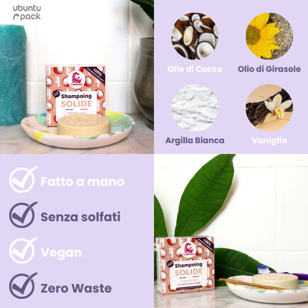 Shampoo Solido per Capelli Secchi - Olio di Cocco - Lamazuna – Ubuntu Pack